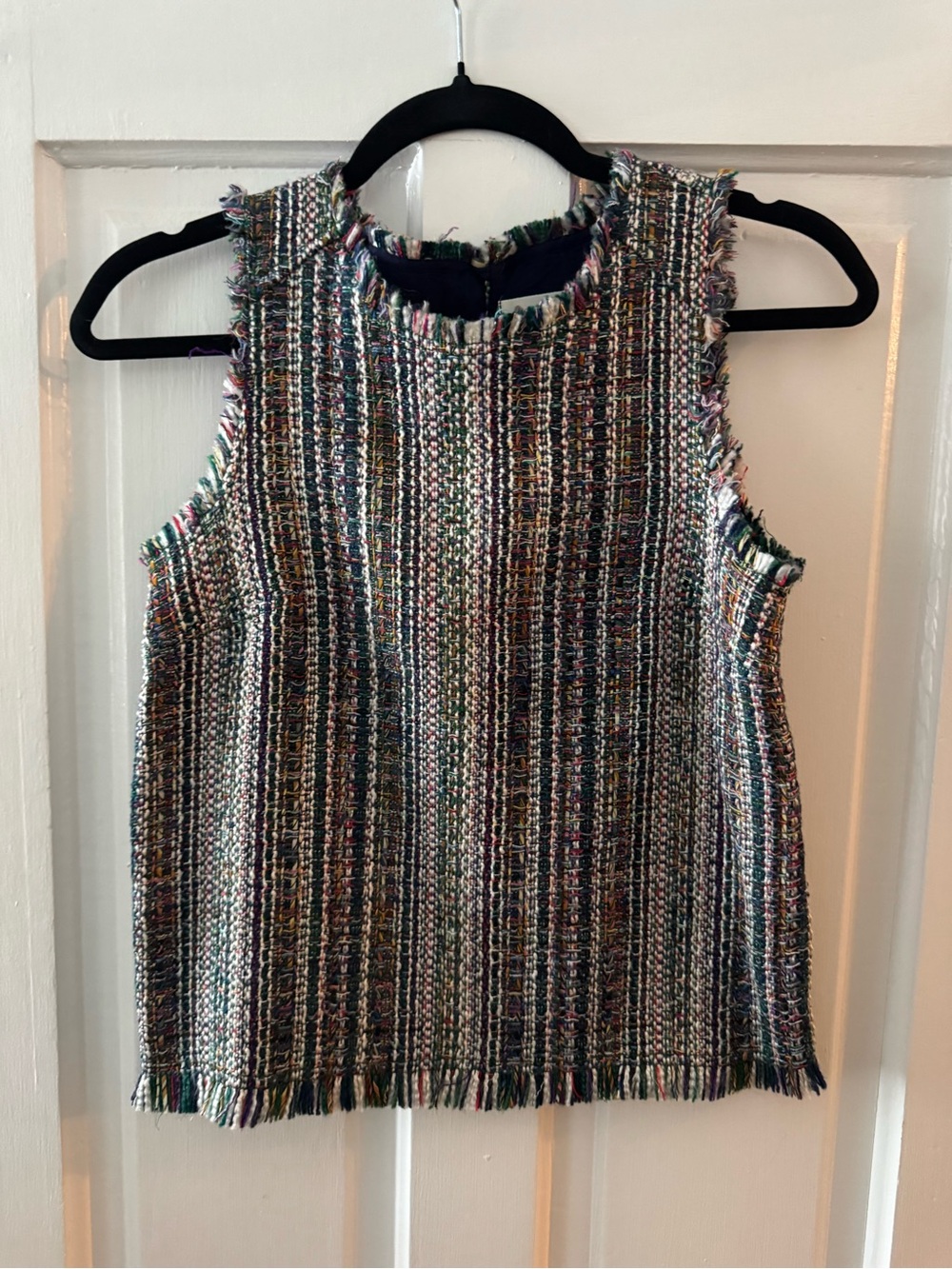 Mauve Multicolor Tweed Fringe Sleeveless Camisole